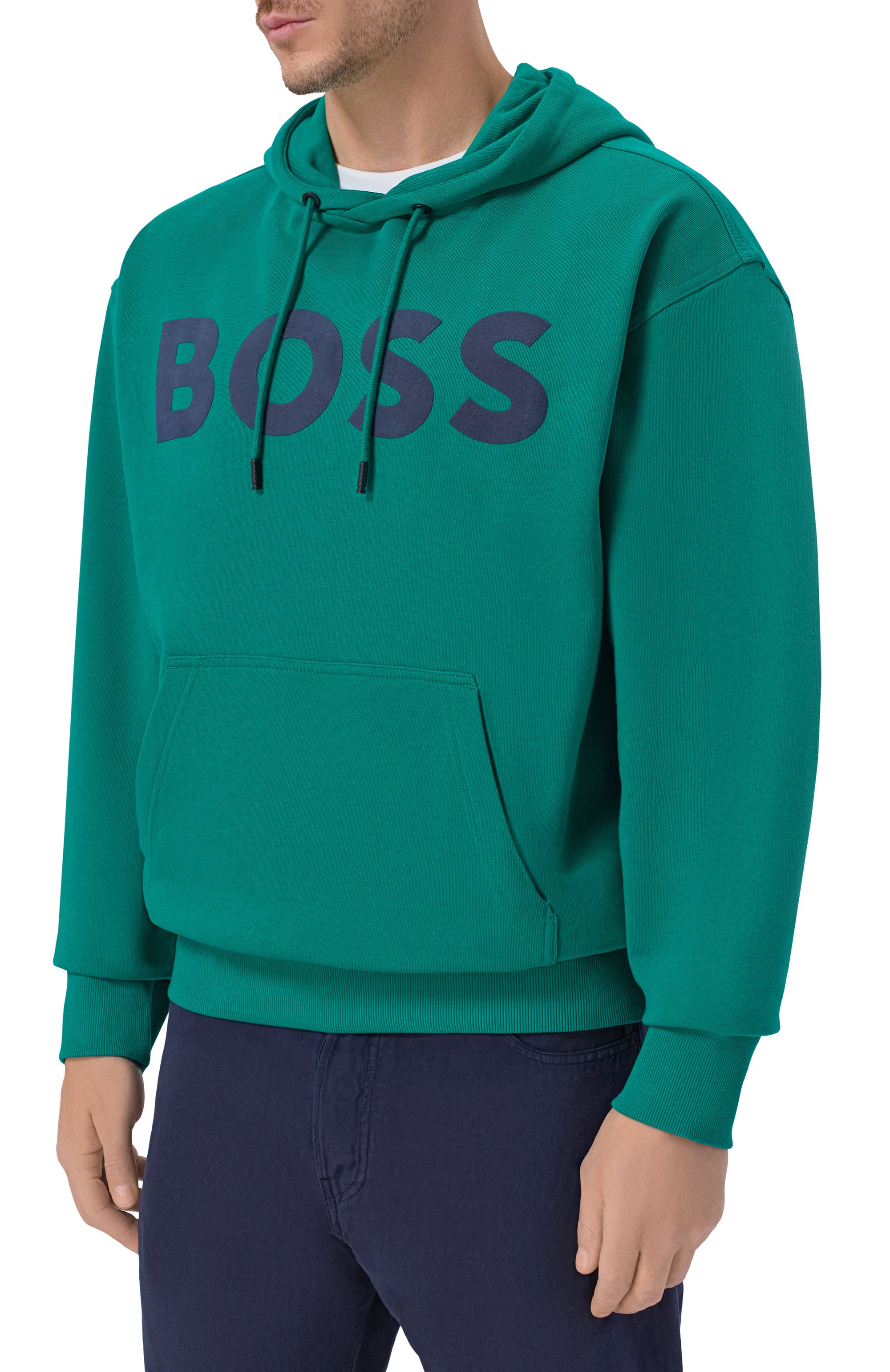 Хлопковое худи BOSS ORANGE зеленого цвета по цене 18200 руб., арт. 50487134, фото 3 Хлопковое худи BOSS ORANGE, арт. 50487134, фото 3