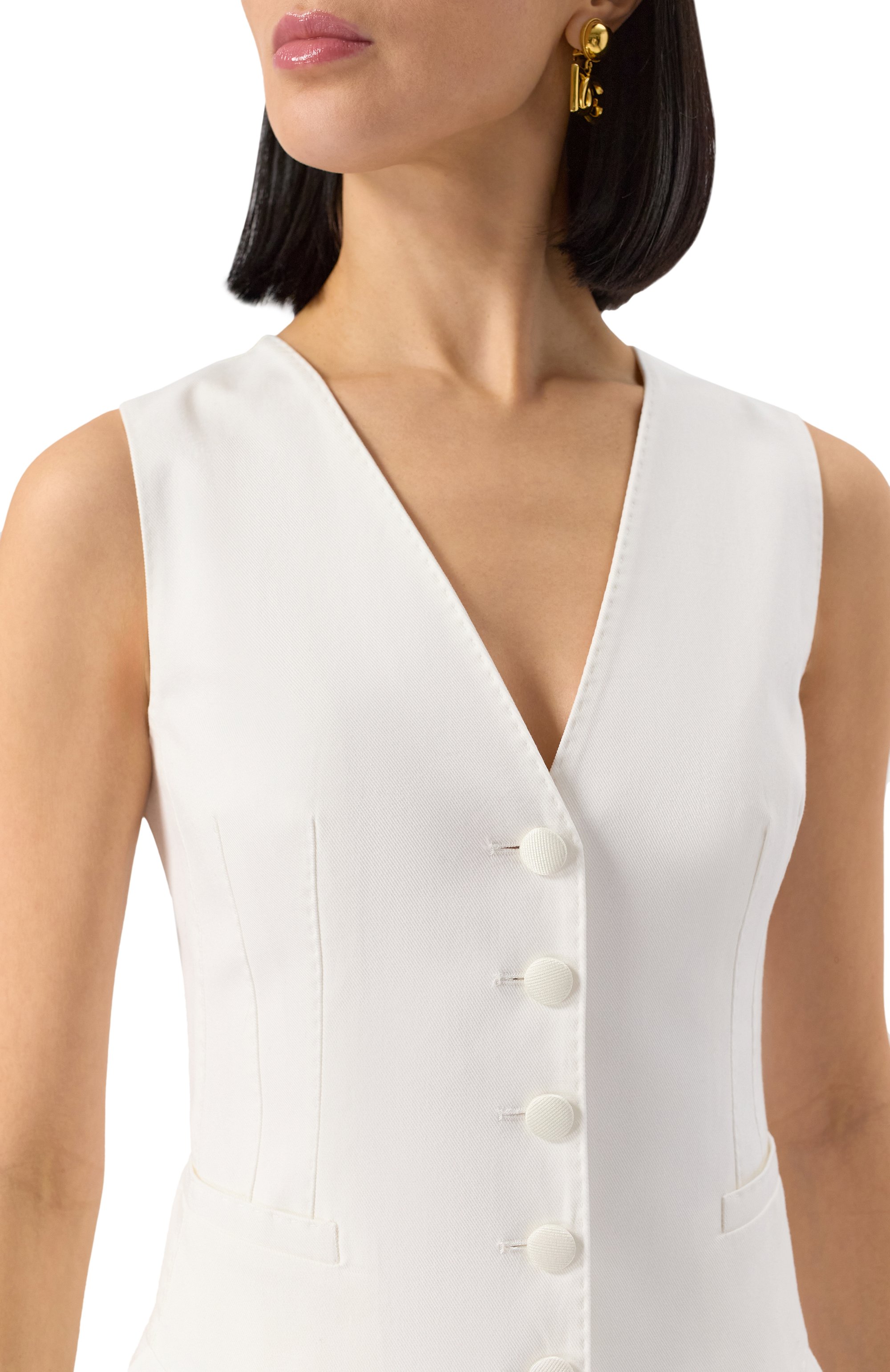 Жилет из хлопка и шелка DOLCE & GABBANA белого цвета по цене 94600 руб., арт. F79H5T/GDCDD, фото 5 Жилет из хлопка и шелка DOLCE & GABBANA, арт. F79H5T/GDCDD, фото 5