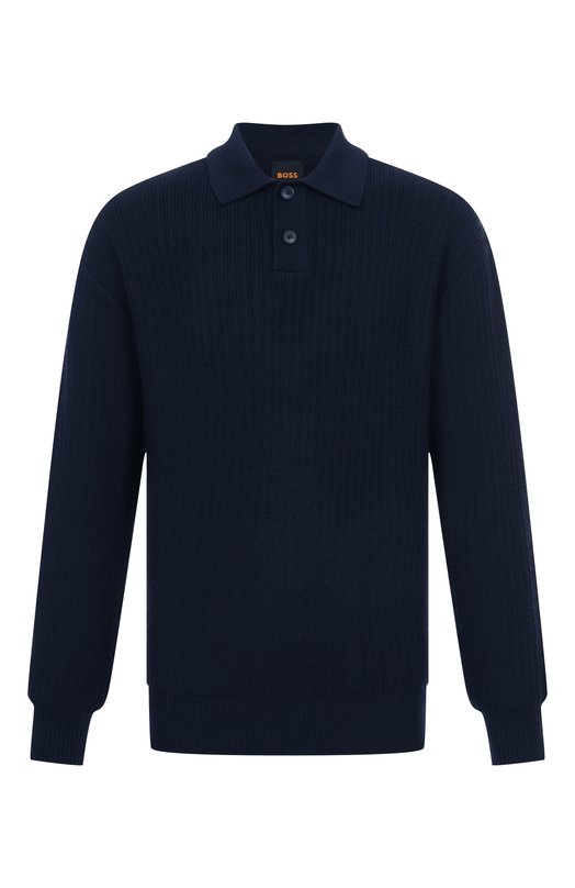 

Поло из шерсти и хлопка BOSS Orange, Синий