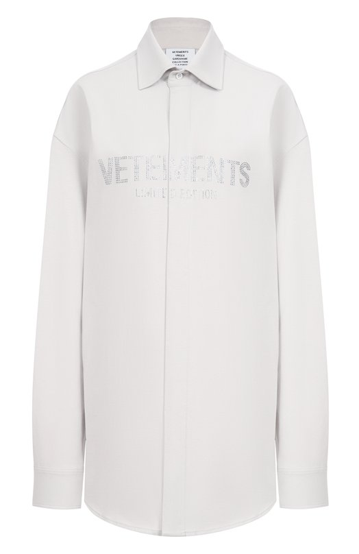 Хлопковая рубашка VETEMENTS UE54JS180W/1200 JERSEY Серый UE54JS180W/1200 JERSEY