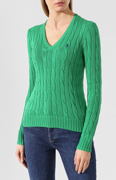 Хлопковый пуловер POLO RALPH LAUREN зеленого цвета по цене 19650 руб., арт. 211580008/0S191C09, фото 3 Хлопковый пуловер POLO RALPH LAUREN, арт. 211580008/0S191C09, фото 3
