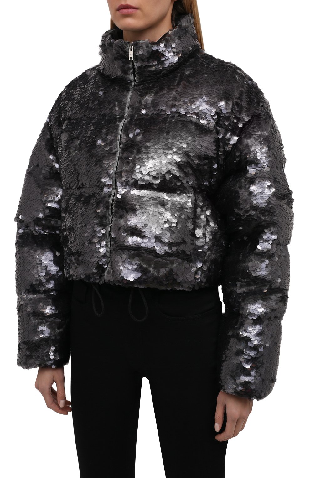 Пуховик с отделкой пайетками PRADA темно-серого цвета по цене 650000 руб., арт. 291979-1ZCC-F0276-212, фото 3 Пуховик с отделкой пайетками PRADA, арт. 291979-1ZCC-F0276-212, фото 3