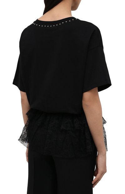 Хлопковая футболка REDVALENTINO черного цвета по цене 36050 руб., арт. WR3MG11B/61S, фото 4 Хлопковая футболка REDVALENTINO, арт. WR3MG11B/61S, фото 4