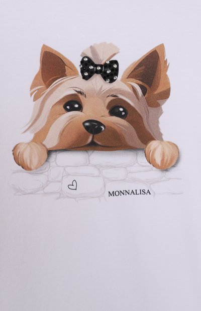 Хлопковая футболка MONNALISA белого цвета по цене 8300 руб., арт. 11G623, фото 3 Хлопковая футболка MONNALISA, арт. 11G623, фото 3