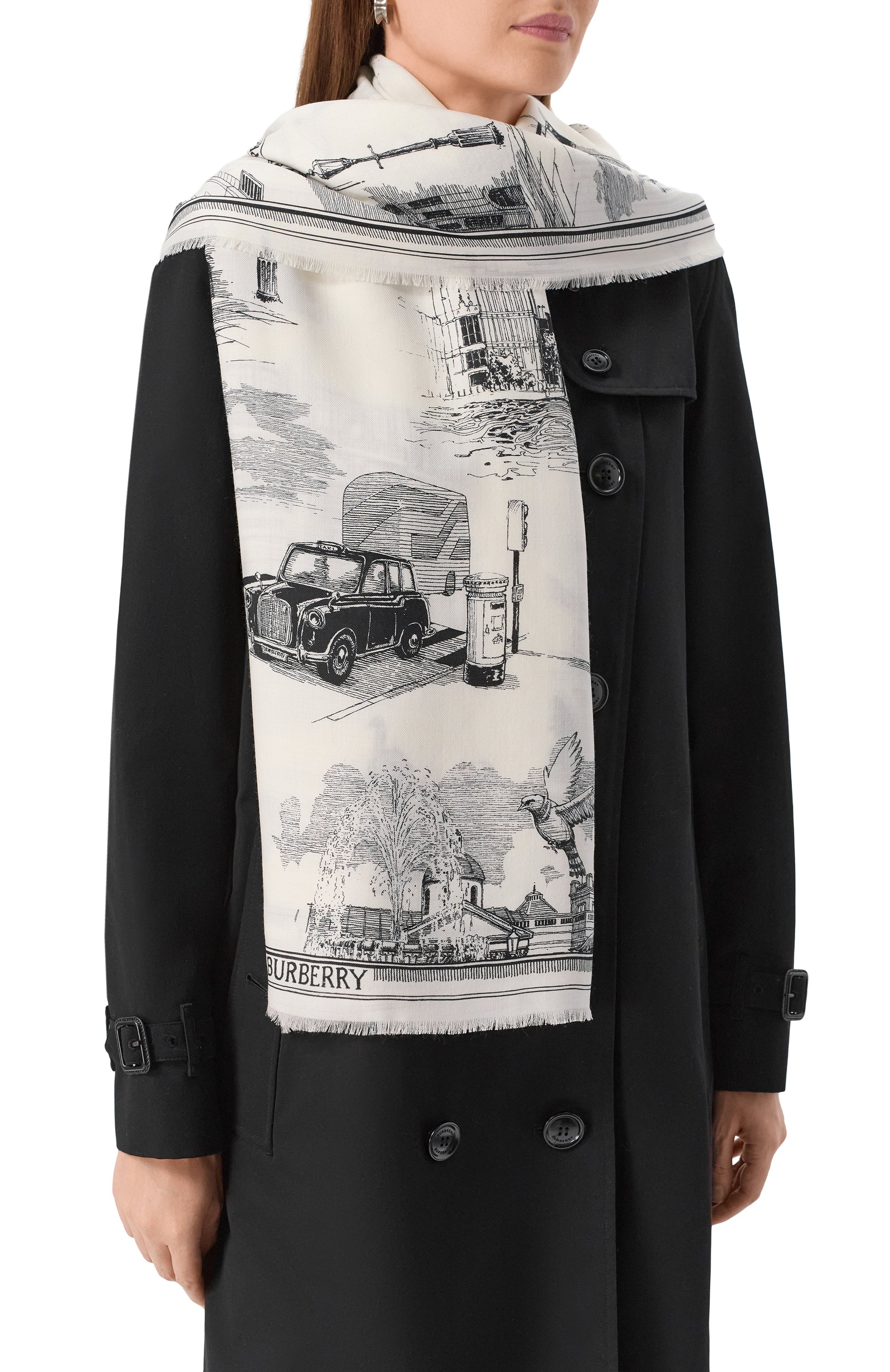 Палантин из шелка и шерсти BURBERRY, арт. 8111251, фото 2