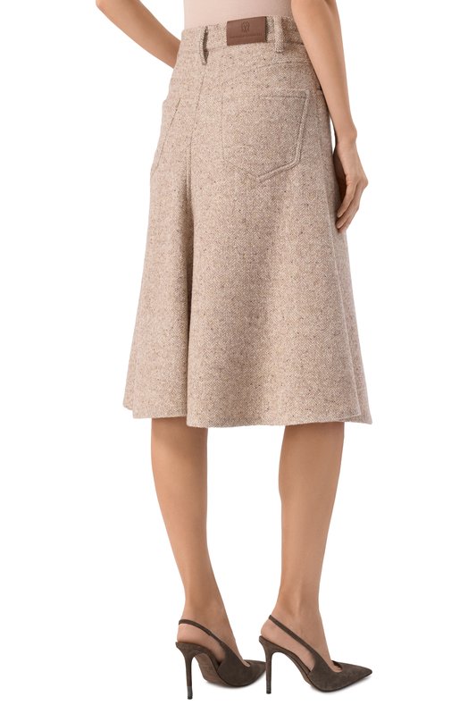 Юбка из шерсти и шелка Brunello Cucinelli MG530G3945 Бежевый  MG530G3945 Фото 4