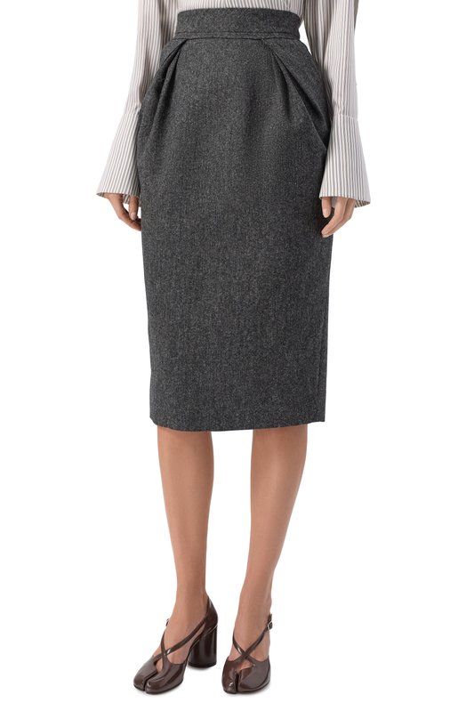 Шерстяная юбка Maison Margiela S29ME0032/M35569 Серый  S29ME0032/M35569 Фото 3
