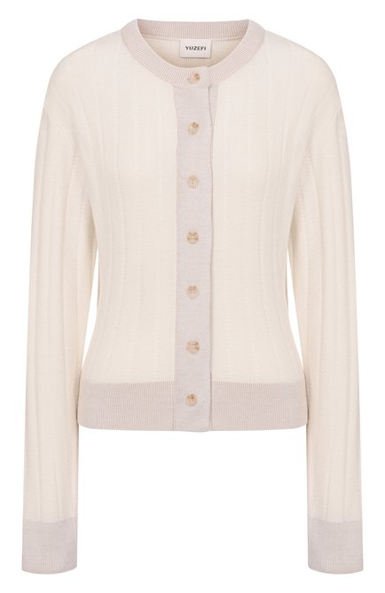 Женский шерстяной кардиган YUZEFI, арт. TATUM-L0NG SLEEVE TUCK STITCH CARDIGAN/KNIT