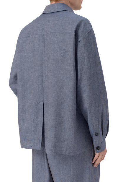 Льняная куртка-рубашка GIORGIO ARMANI голубого цвета по цене 269500 руб., арт. GM004078/TE23125, фото 4 Льняная куртка-рубашка GIORGIO ARMANI, арт. GM004078/TE23125, фото 4