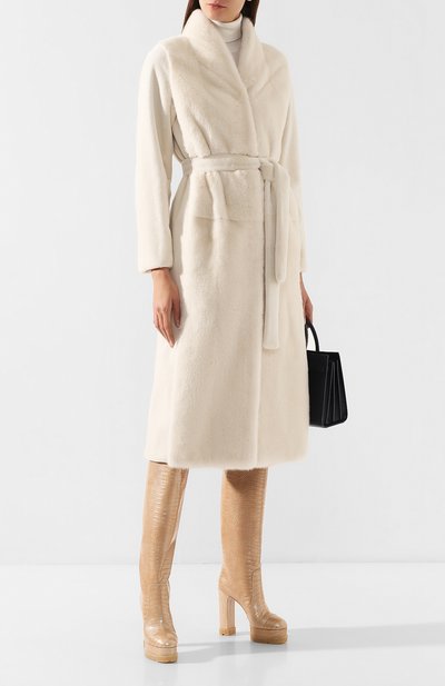 Шуба из меха норки с поясом YVES SALOMON, арт. 7WYM75720VLVR, фото 2