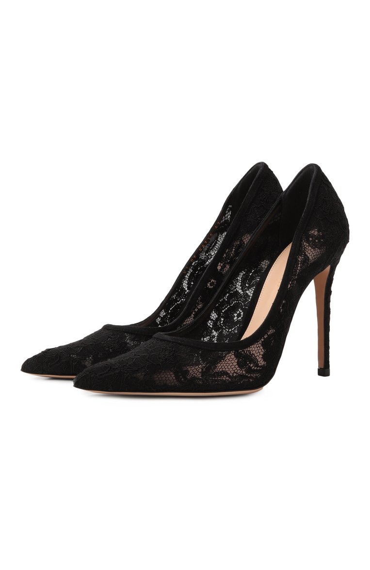 Женские текстильные туфли claudia 105 GIANVITO ROSSI черного цвета, арт. G22315.15RIC.LRMNENN | Фото 1 (Драгоценные камни: Проставлено; Подошва: Плоская; Материал сплава: Проставлено; Материал внутренний: Натуральная кожа; Каблук высота: Высокий; Материал внешний: Текстиль; Каблук тип: Шпилька)