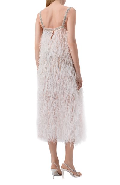 Шелковое платье с отделкой перьями GIULIA GURMAN, арт. D20, фото 3