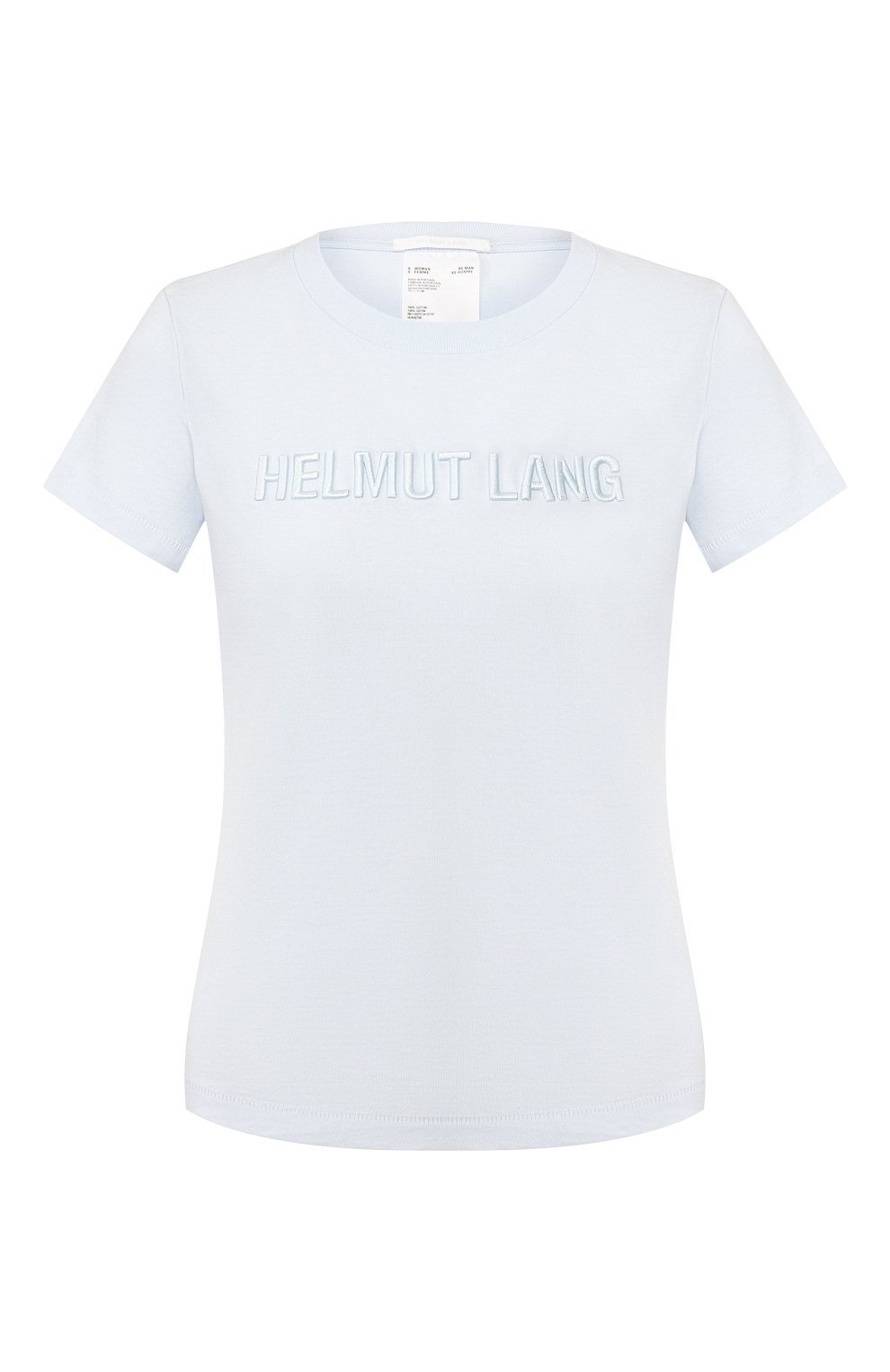 Хлопковая футболка HELMUT LANG голубого цвета по цене 25750 руб., арт. J06DW502, фото 1 Хлопковая футболка HELMUT LANG, арт. J06DW502, фото 1