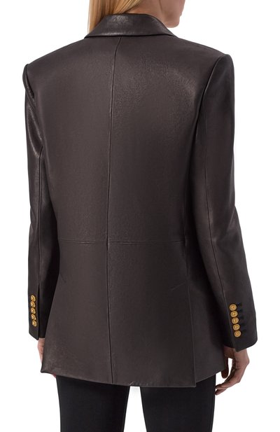 Кожаный жакет BALMAIN черного цвета по цене 594000 руб., арт. GF1SE182/LE04, фото 4 Кожаный жакет BALMAIN, арт. GF1SE182/LE04, фото 4