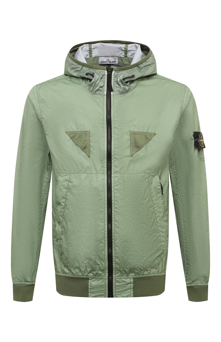 Мужской бомбер STONE ISLAND зеленого цвета, арт. 781540723V0055 | Фото 1 (Рукава: Длинные; Материал внешний: Синтетический материал; Материал сплава: Проставлено; Драгоценные камни: �Проставлено; Длина (верхняя одежда): Короткие; Принт: Без принта; Кросс-КТ: бомбер; Стили: Кэжуэл)