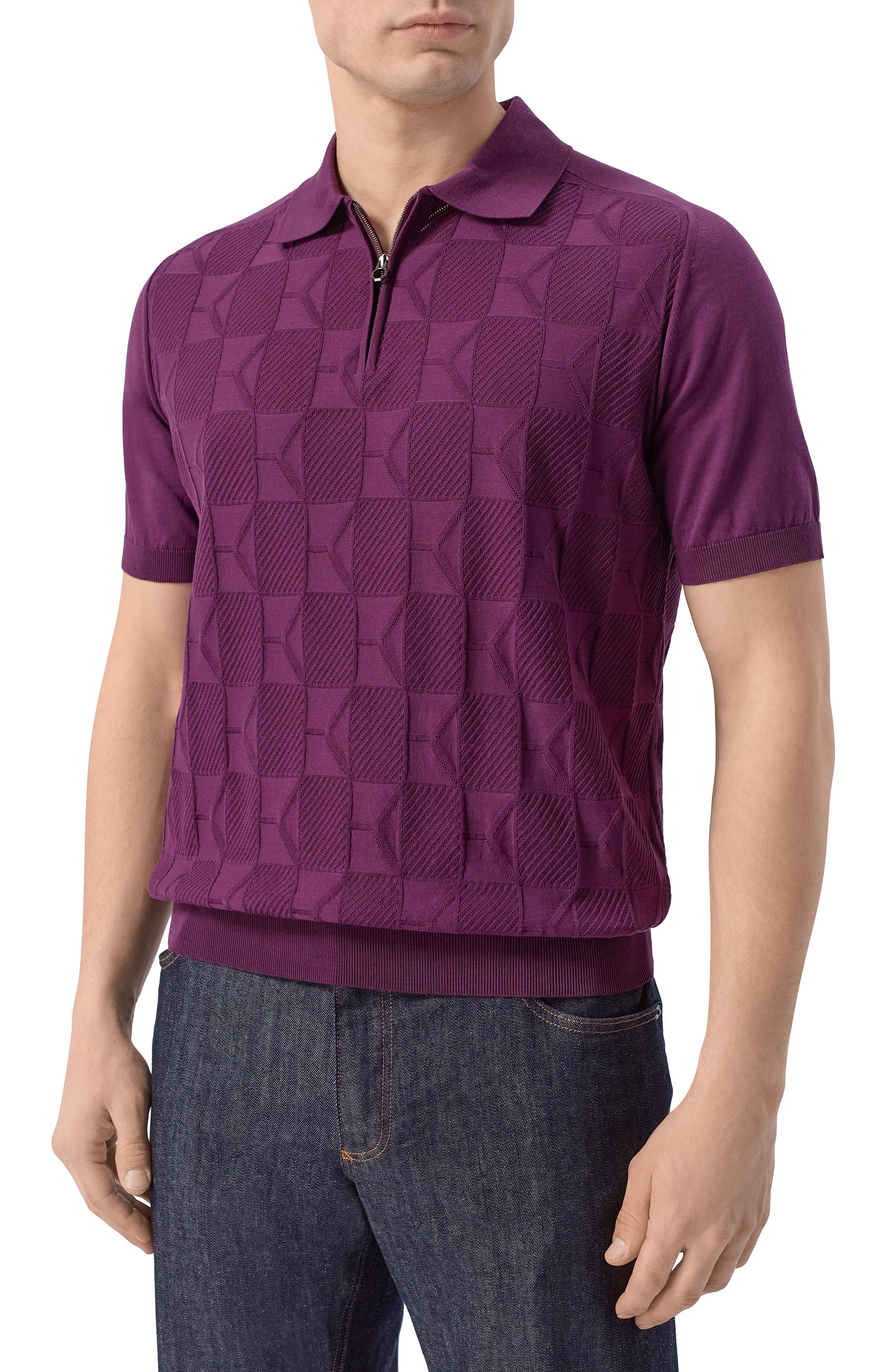 Хлопковое поло STEFANO RICCI фиолетового цвета по цене 110000 руб., арт. K818111P31/F26277, фото 3 Хлопковое поло STEFANO RICCI, арт. K818111P31/F26277, фото 3