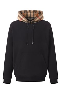 Мужской хлопковое худи BURBERRY черного цвета, арт. 8058117 | Фото 1 (Длина (для топов): Стандартные; Рукава: Длинные; Мужское Кросс-КТ: Худи-одежда; Стили: Кэжуэл; Принт: Без принта; Материал внешний: Хлопок; Автоматизация состава: Проставлено; Автоматизация ТО: Проставлено)
