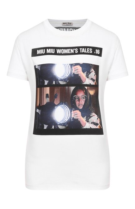 Женская хлопковая футболка MIU MIU, арт. MJN098-1QD2-F0009