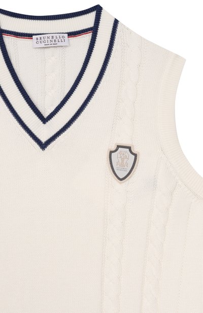 Хлопковый жилет BRUNELLO CUCINELLI кремового цвета по цене 49950 руб., арт. B2873817TC, фото 3 Хлопковый жилет BRUNELLO CUCINELLI, арт. B2873817TC, фото 3