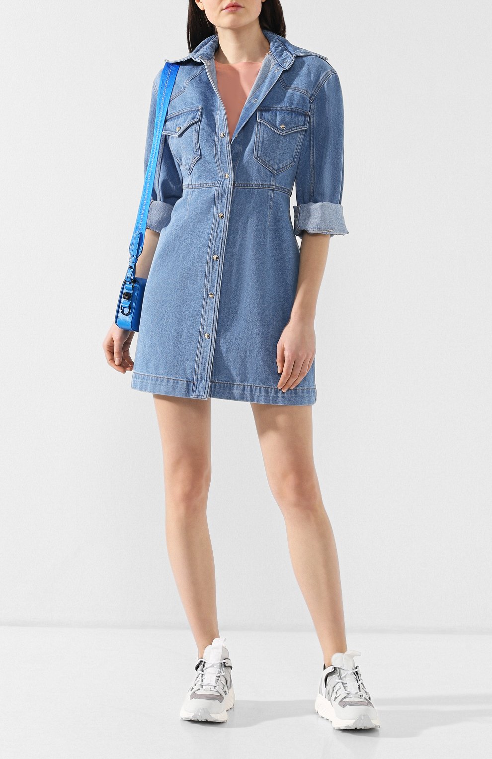 Джинсовое платье NANUSHKA синего цвета по цене 39900 руб., арт. VILMA_90`S BLUE_DENIM, фото 2 Джинсовое платье NANUSHKA, арт. VILMA_90`S BLUE_DENIM, фото 2