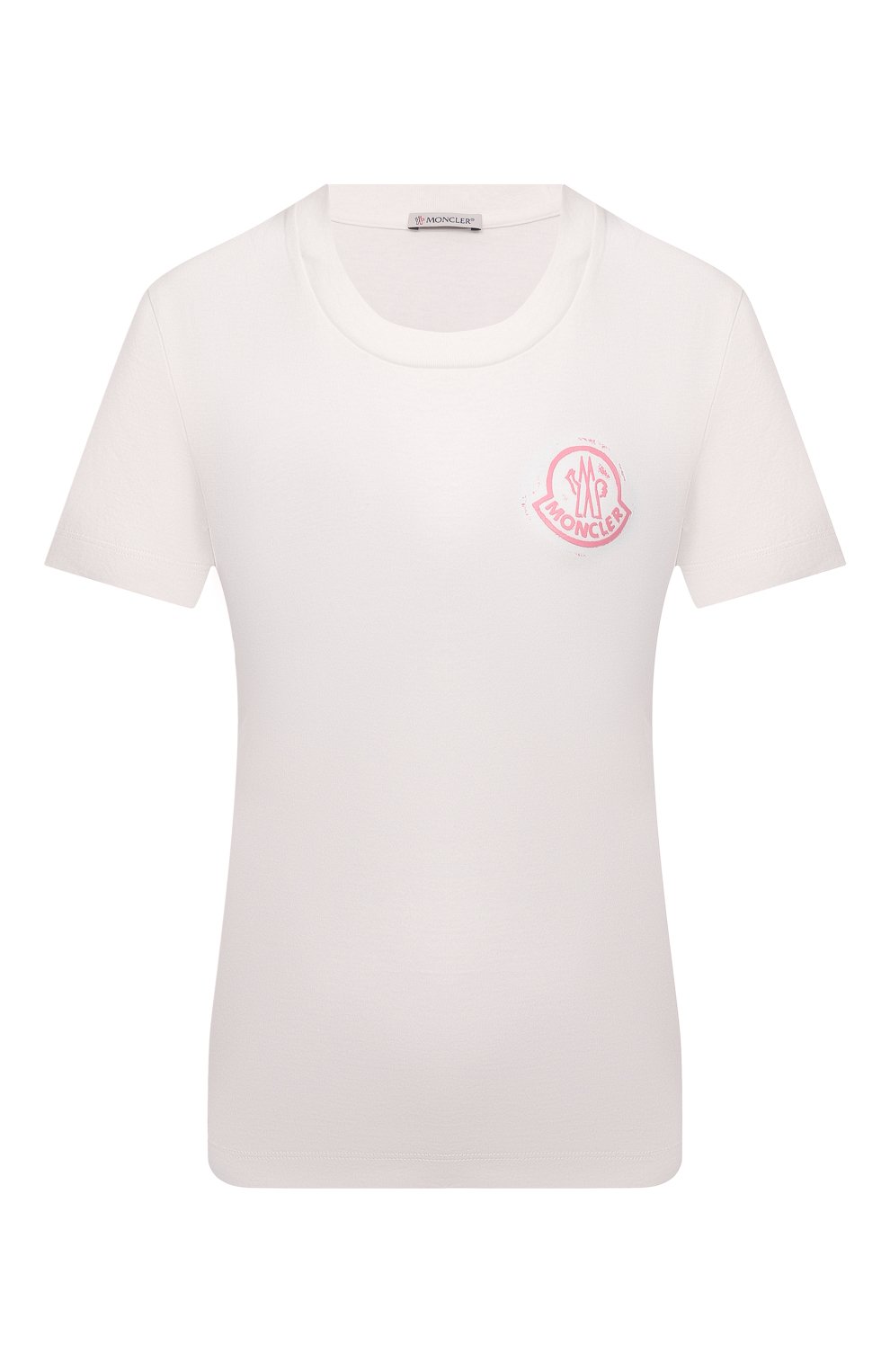 Хлопковая футболка MONCLER молочного цвета по цене 22550 руб., арт. G2-093-8C000-16-829FB, фото 1 Хлопковая футболка MONCLER, арт. G2-093-8C000-16-829FB, фото 1