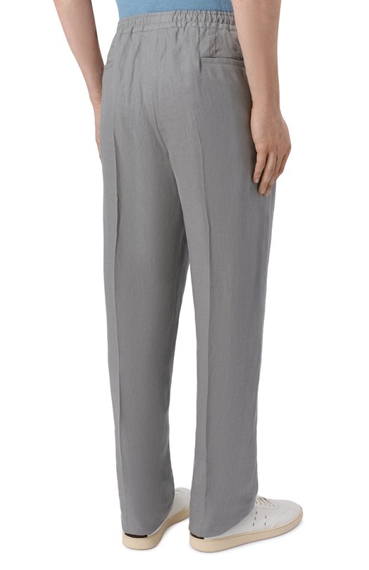 Льняные брюки Kiton UPN01H09690 Серый  UPN01H09690 Фото 4