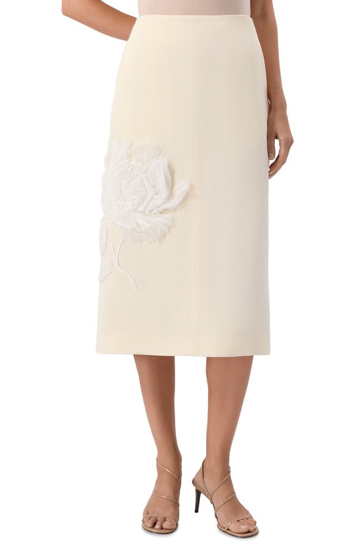 Юбка из вискозы и шелка Jil Sander J03MA0222/J65005 Кремовый  J03MA0222/J65005 Фото 3