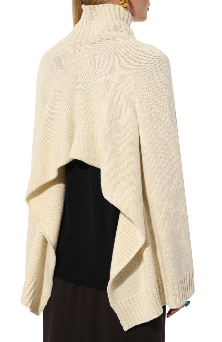 Женский шерстяной шарф-манишка JIL SANDER кремового цвета, арт. J02ZZ0105/J14513 | Фото 4 (Материал внешний: Шерсть; Нос: Не проставлено; Материал: Шерсть, Текстиль)