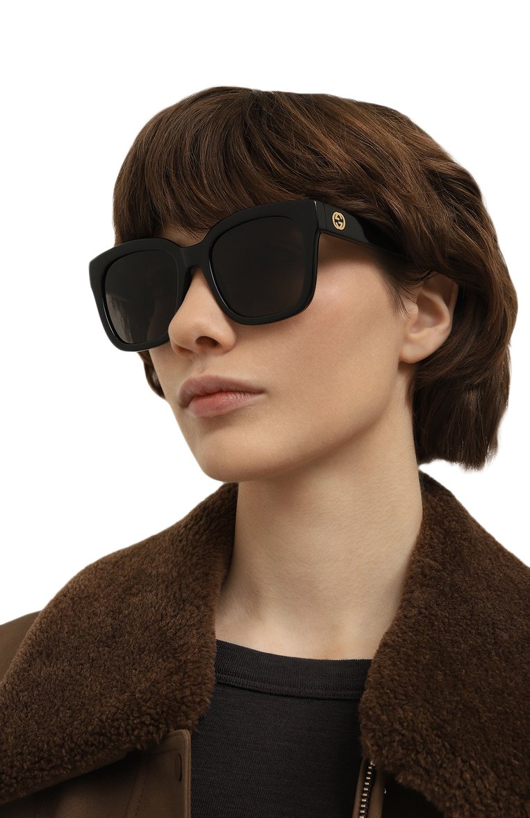 Женские солнцезащитные очки GUCCI черного цвета, арт. GG1338S 001 | Фото 2 (Нос: Не проставлено; Региональные ограничения белый список (Axapta Mercury): Не проставлено; Материал: Пластик; Тип очков: С/з; Оптика Гендер: оптика-женское; Очки форма: Квадратные)