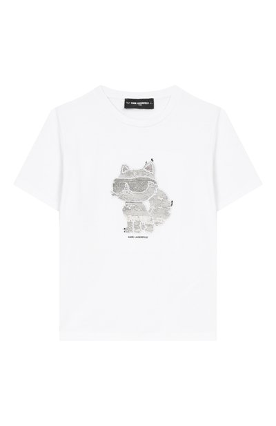 Хлопковая футболка KARL LAGERFELD KIDS, арт. Z31153