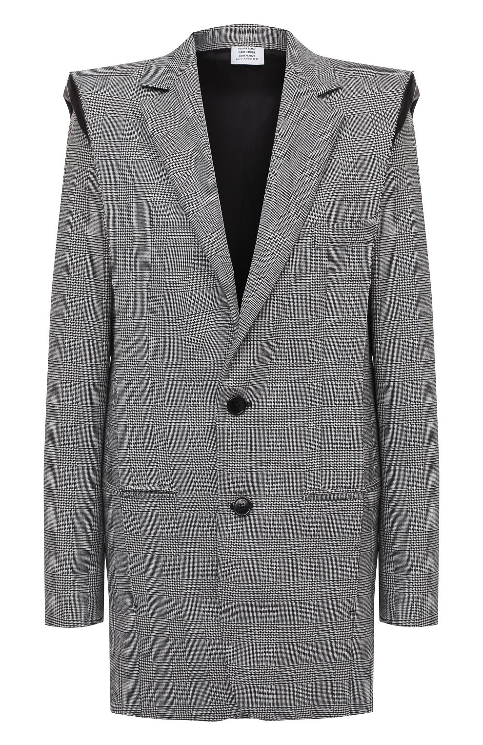 Шерстяной жакет VETEMENTS серого цвета по цене 217500 руб., арт. WAH21JA021 1208/BLACK/WHITE CHECK, фото 1 Шерстяной жакет VETEMENTS, арт. WAH21JA021 1208/BLACK/WHITE CHECK, фото 1