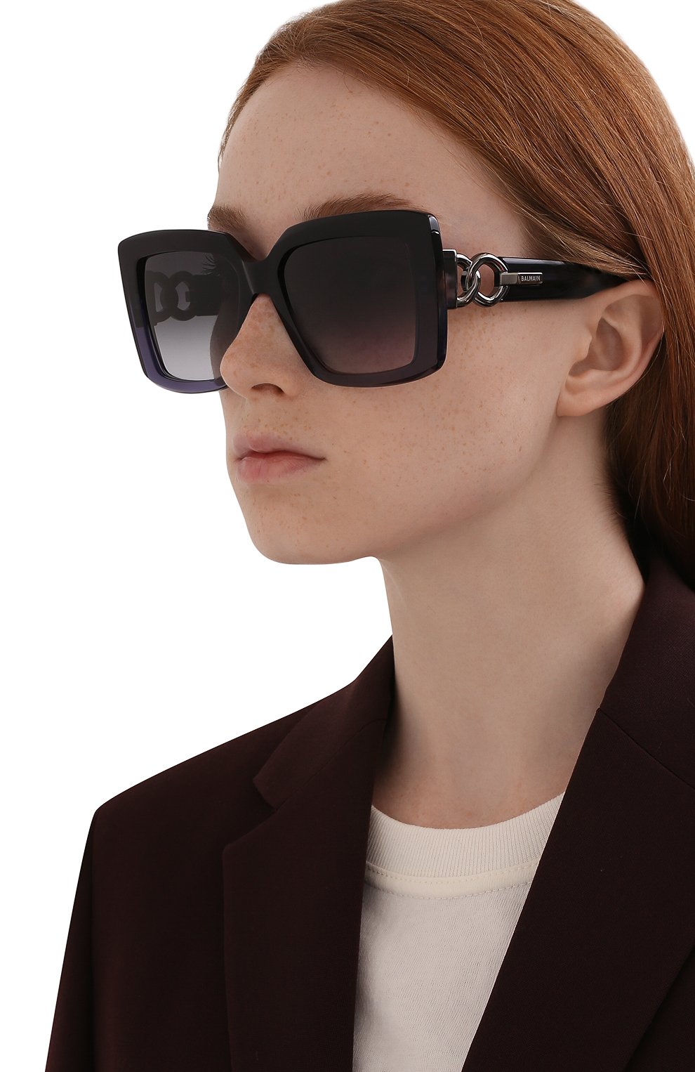Солнцезащитные очки BALMAIN фиолетового цвета по цене 68250 руб., арт. BPS-105C, фото 2 Солнцезащитные очки BALMAIN, арт. BPS-105C, фото 2