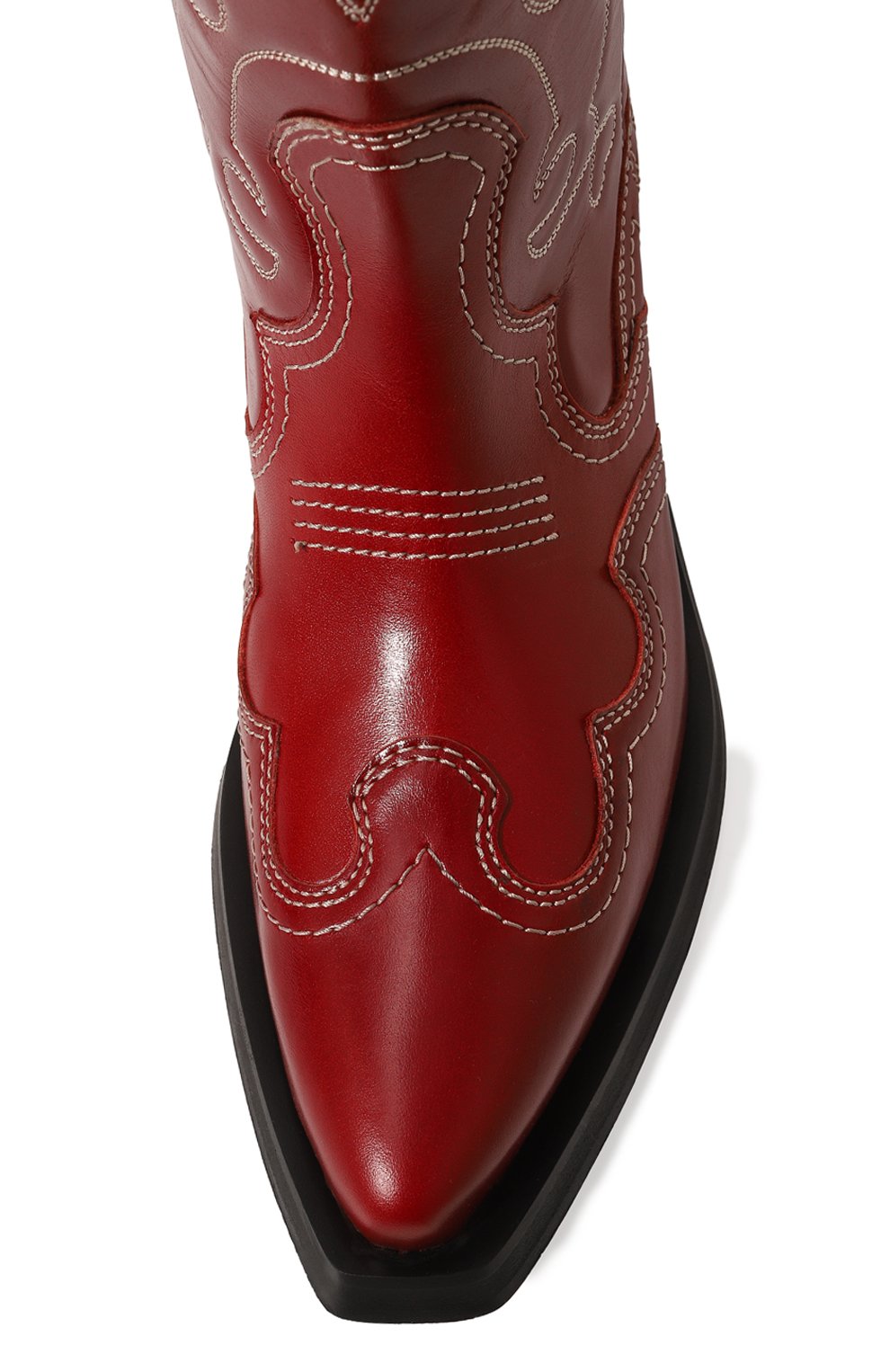 Кожаные казаки GANNI красного цвета по цене 79500 руб., арт. S1861, фото 4 Кожаные казаки GANNI, арт. S1861, фото 4