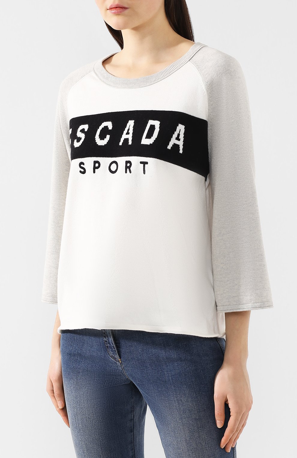 Пуловер из смеси хлопка и кашемира ESCADA SPORT серого цвета по цене 37350 руб., арт. 5029259, фото 3 Пуловер из смеси хлопка и кашемира ESCADA SPORT, арт. 5029259, фото 3