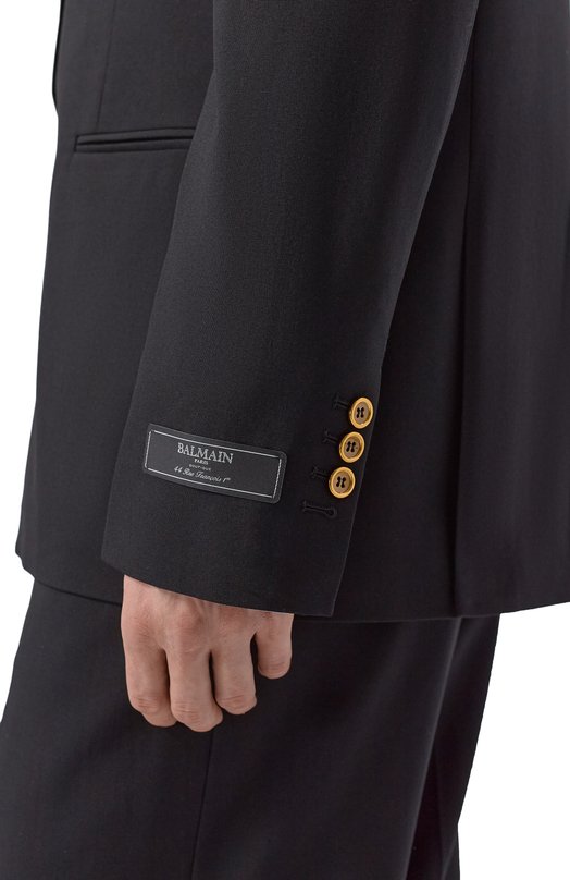 Шерстяной пиджак Balmain GH1SI890/WD49 Чёрный  GH1SI890/WD49 Фото 5