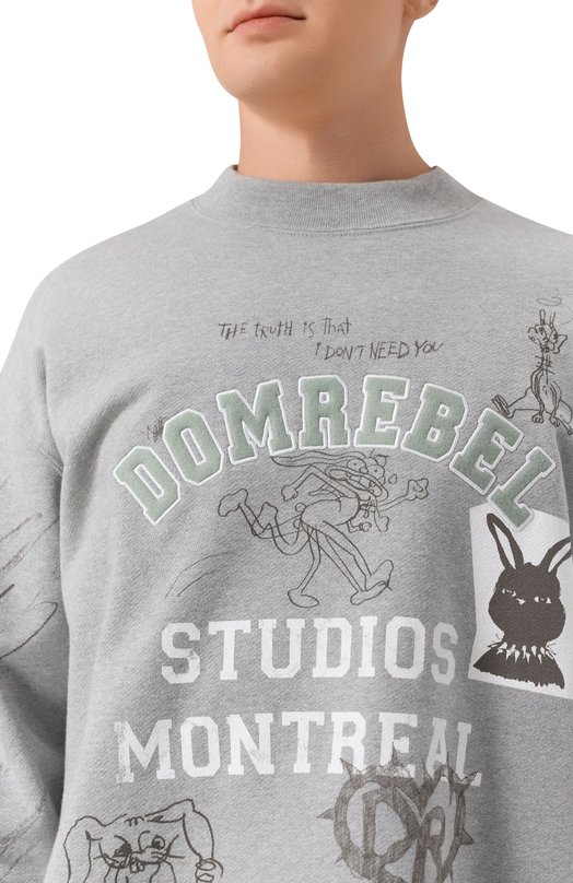 Хлопковый свитшот DOMREBEL M C0LLEGE SWEATSHIRT Серый  M C0LLEGE SWEATSHIRT Фото 5