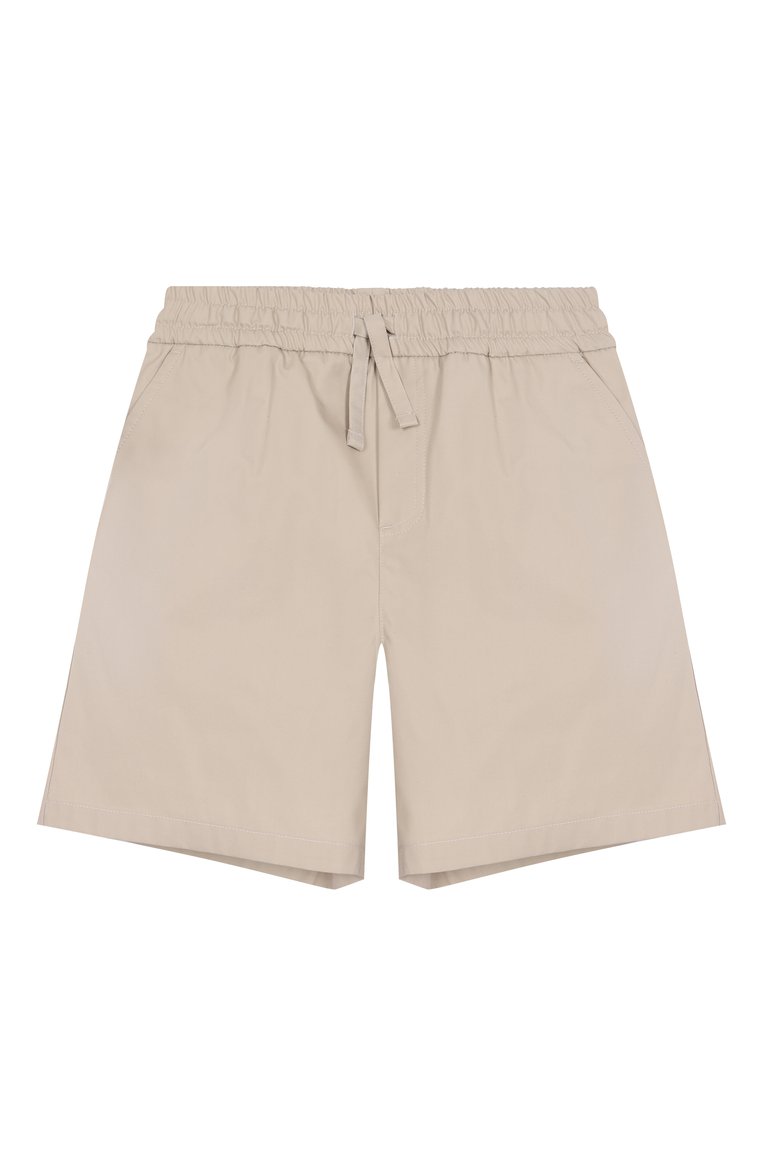 Детские хлопковые шор�ты DOLCE & GABBANA светло-бежевого цвета, арт. L43Q65/HUMRB/8-14 | Фото 1 (Материал внешний: Хлопок, Синтетический материал; Нос: Не проставлено; Случай: Повседневный; Автоматизация состава: Проставлено; Ростовка одежда: 8 лет | 128 см, 10 - 11 лет | 140 - 146см, 12 лет | 152 см, 16 лет | 164 см)