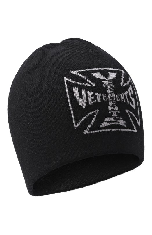 Шерстяная шапка VETEMENTS UE76BN307B/2901 KNIT Чёрный UE76BN307B/2901 KNIT