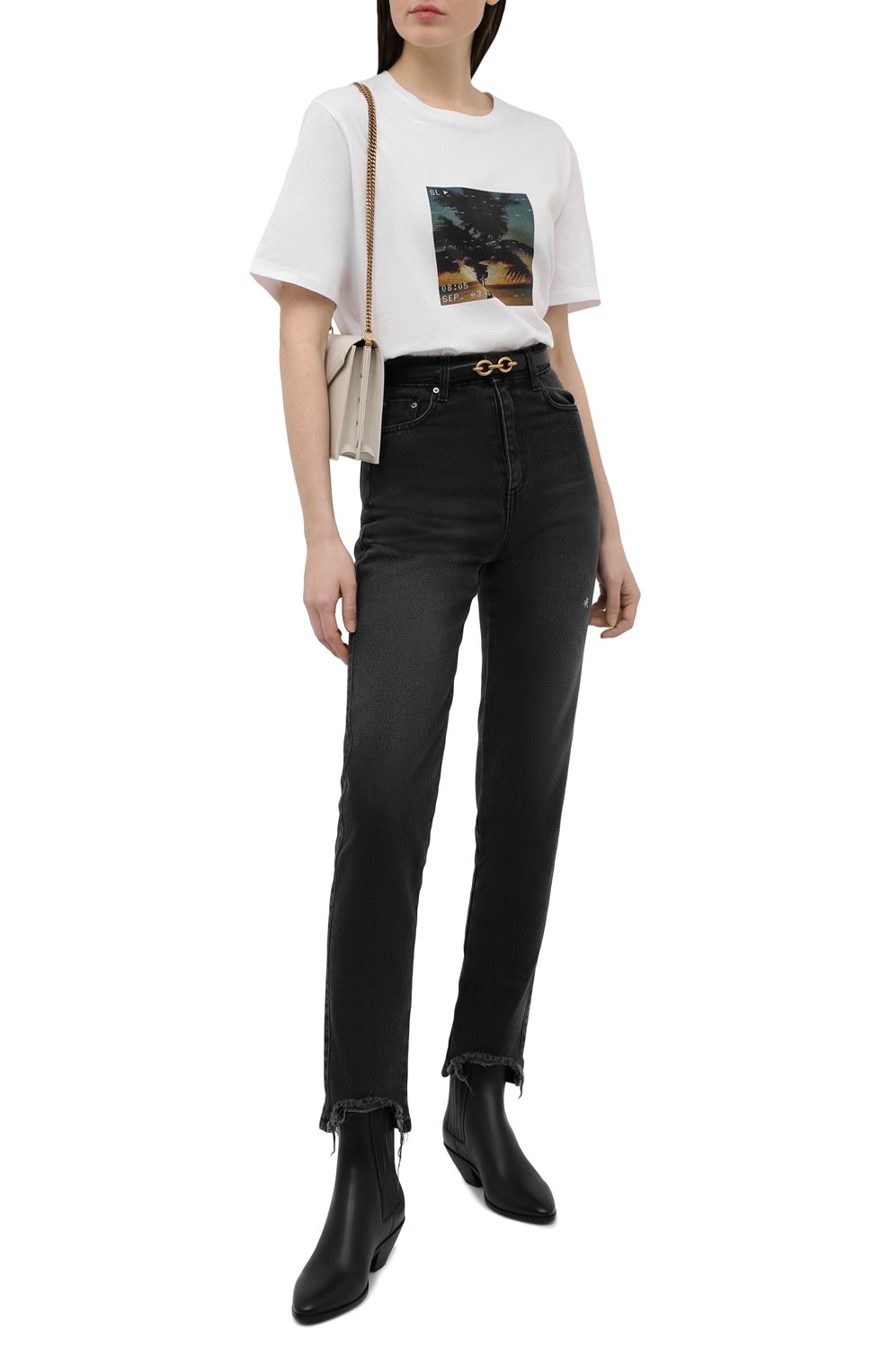 Хлопковая футболка SAINT LAURENT белого цвета по цене 39250 руб., арт. 646190/Y36AD, фото 2 Хлопковая футболка SAINT LAURENT, арт. 646190/Y36AD, фото 2