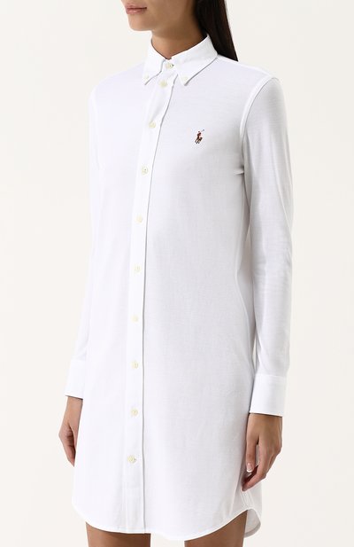 Хлопковое платье-рубашка с вышитым логотипом бренда POLO RALPH LAUREN, арт. 211659129, фото 3