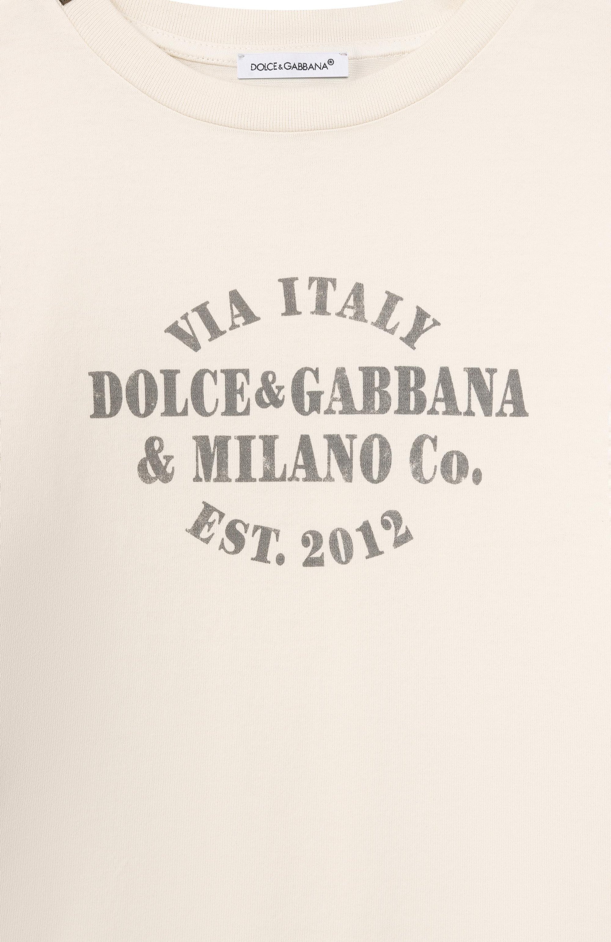 Хлопковая футболка DOLCE & GABBANA кремового цвета по цене 23600 руб., арт. L4JTHV/G7PRJ, фото 3 Хлопковая футболка DOLCE & GABBANA, арт. L4JTHV/G7PRJ, фото 3
