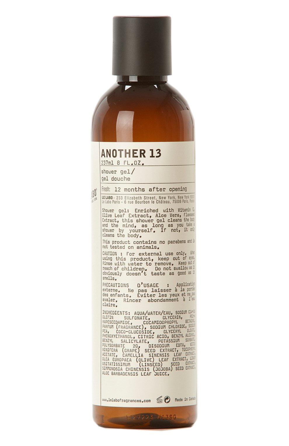 Гель для душа another 13 (237ml) LE LABO бесцветного цвета по цене 5200 руб., арт. 842185100188, фото 1 Гель для душа another 13 (237ml) LE LABO, арт. 842185100188, фото 1