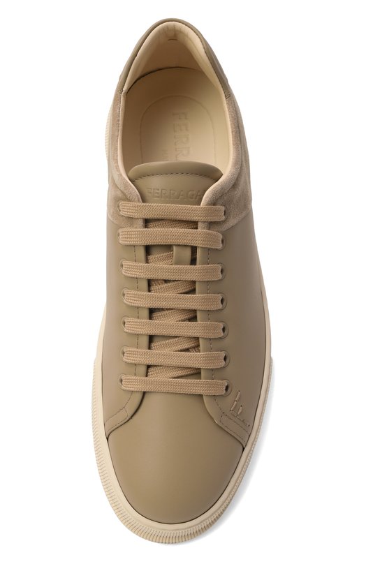 Кожаные кеды Ferragamo 026363/772429 Бежевый  026363/772429 Фото 5