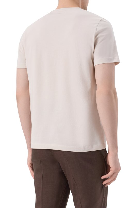 Хлопковая футболка Corneliani 25G588-2525064 Кремовый  25G588-2525064 Фото 4