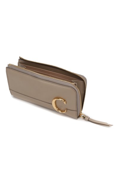 Кожаный кошелек CHLOÉ серого цвета по цене 63150 руб., арт. CHC19WP084A37, фото 3 Кожаный кошелек CHLOÉ, арт. CHC19WP084A37, фото 3