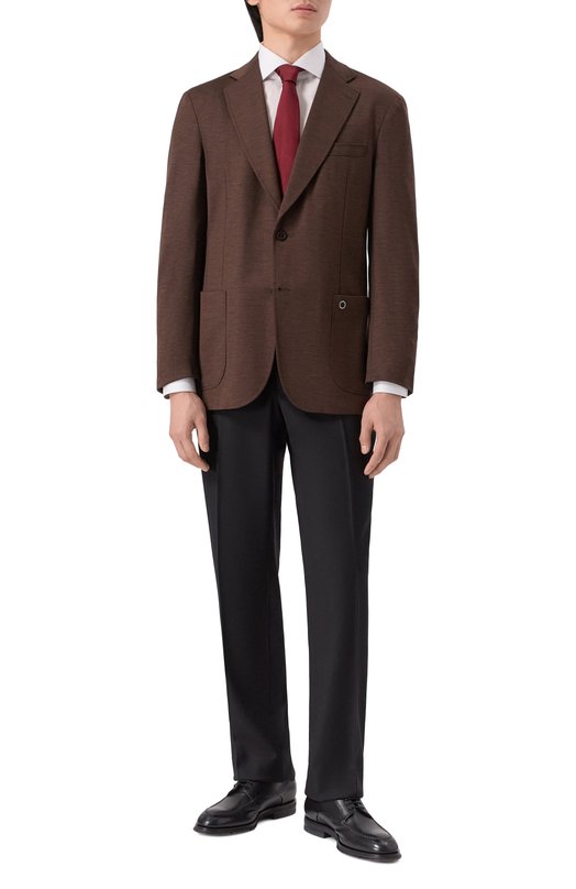 Пиджак из шерсти и шелка Stefano Ricci M1RMM22TA0/CM09HA Коричневый  M1RMM22TA0/CM09HA Фото 3