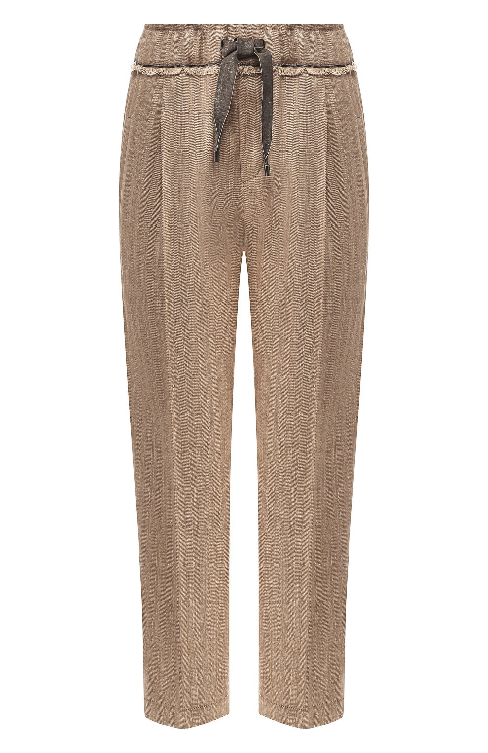 Брюки из хлопка и льна BRUNELLO CUCINELLI бежевого цвета по цене 115000 руб., арт. MF578P6905, фото 1 Брюки из хлопка и льна BRUNELLO CUCINELLI, арт. MF578P6905, фото 1
