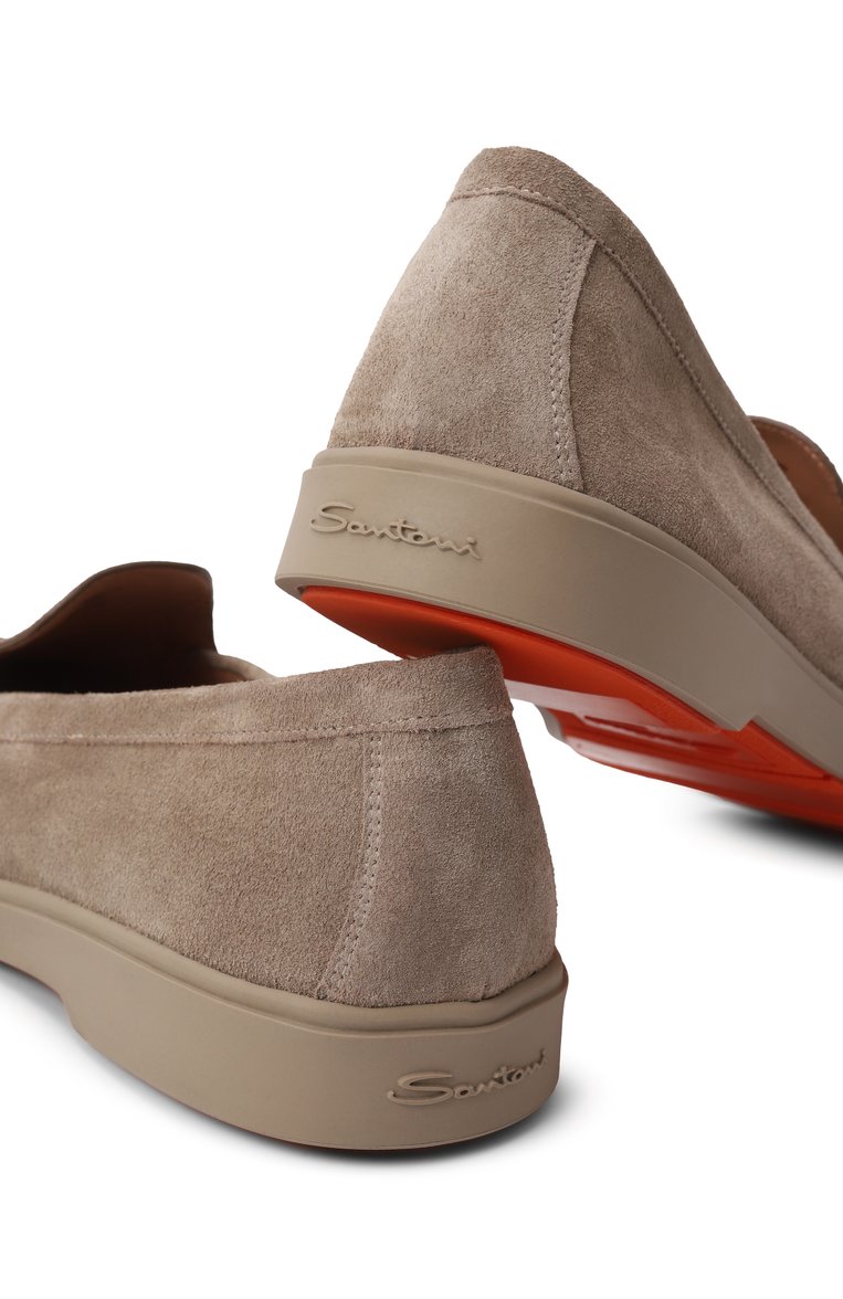 Женские замшевые лоферы SANTONI бежевого цвета, арт. WUYG58856TTGNPYL | Фото 7 (Материал внешний: Замша, Натуральная кожа; Каблук высота: Низкий; Драгоценные камни: Проставлено; Материал внутр�енний: Натуральная кожа; Материал сплава: Проставлено; Подошва: Платформа)