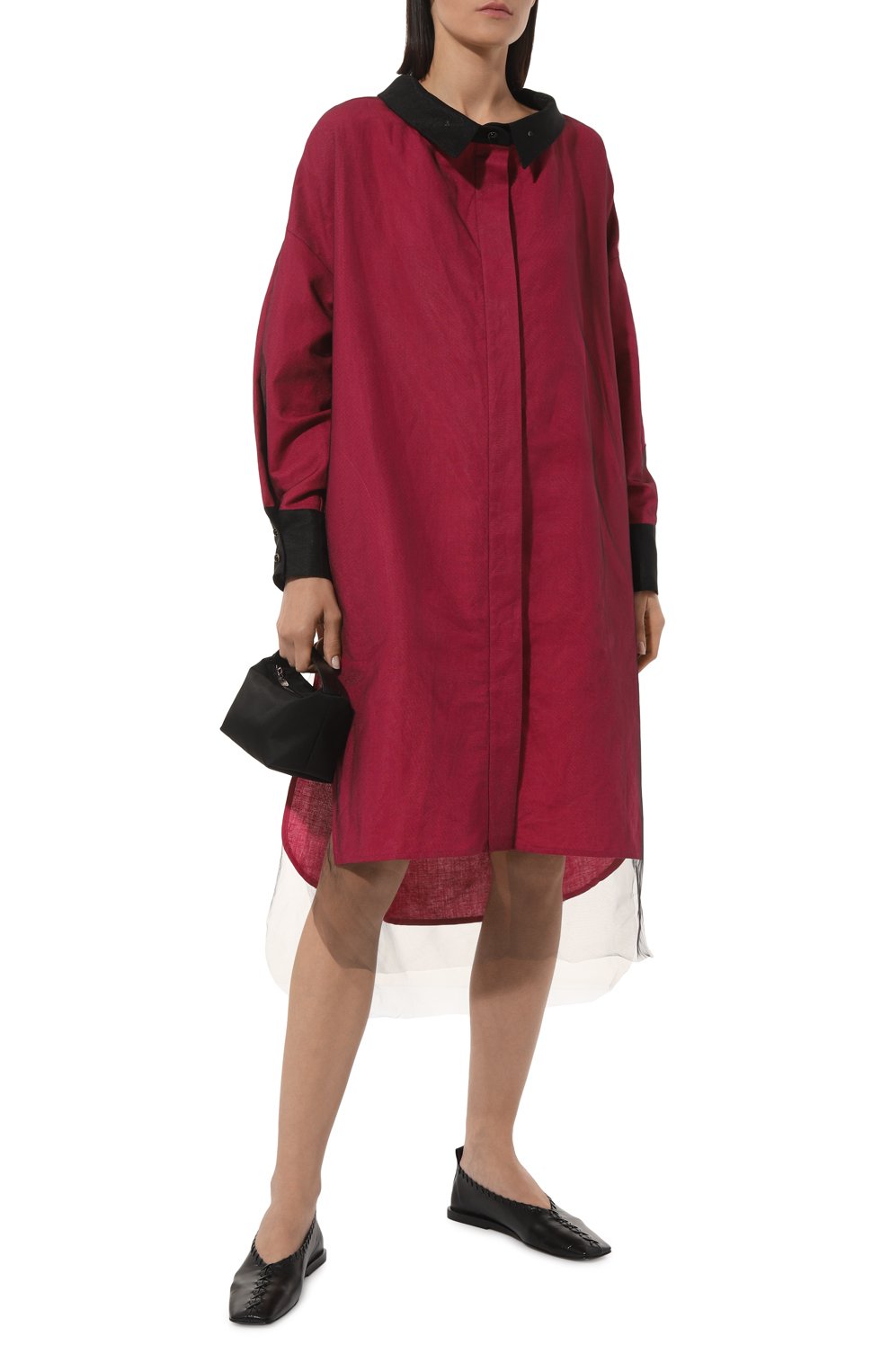 Платье изо льна и хлопка MIDGARD PARIS бордового цвета по цене 54000 руб., арт. B42704, фото 2 Платье изо льна и хлопка MIDGARD PARIS, арт. B42704, фото 2