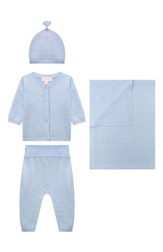 Детский комплект из четырех предметов BABYBU голубого цвета, арт. BC-1079SET | Фото 1 (Нос: Не проставлено; Материал сплава: Проставлено; Кросс-КТ НВ: Комплект - выписка; Ростовка одежда: 0 - 3 мес | 50 - 60 см, 3 мес | 62 см, 12 мес | 80 см, 9 мес | 74 см)